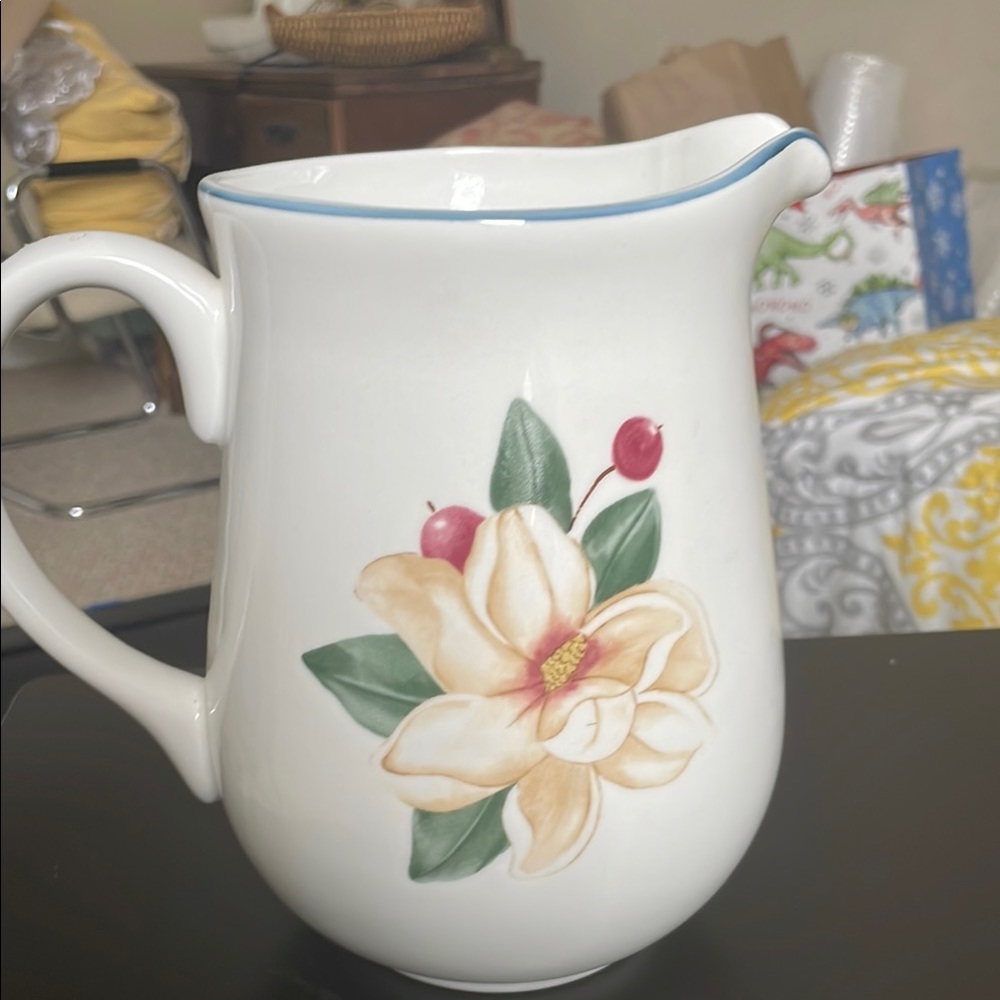 Floral Ceramic Pitcher with Handle